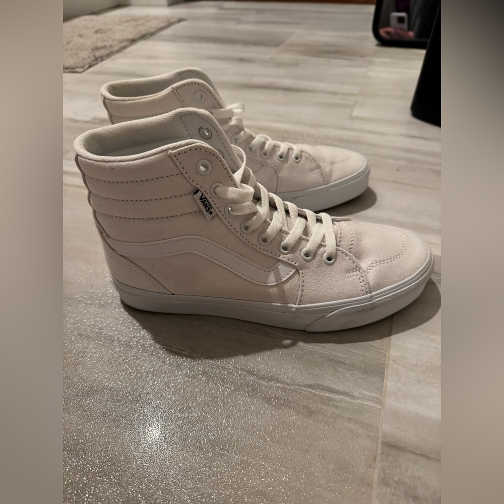 White Hightop Vans Size 9.5